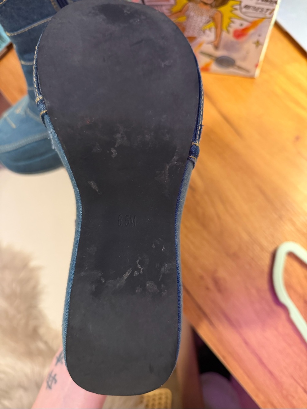 Jeffrey Campbell Denim Paneled Platform Ankle Boots in Blue - Picture 8 of 9